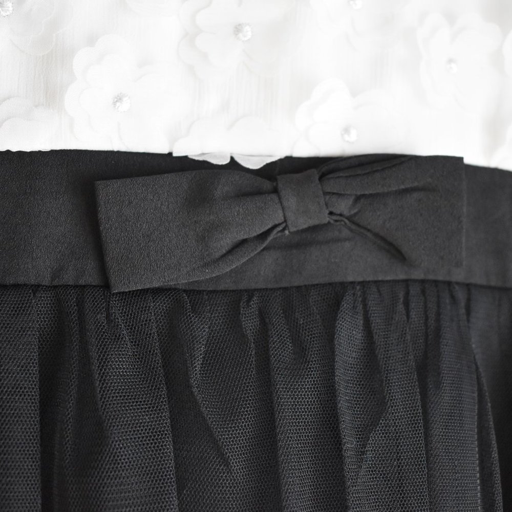 Black & White Floral Ruffle Dress Size 14 - Picture 3 of 6